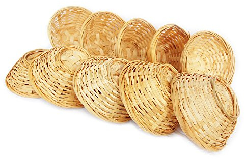 Lashuma 10er Korb Set Bambuskörbchen, Geflochtener Dekokorb, Rund 15x5 cm