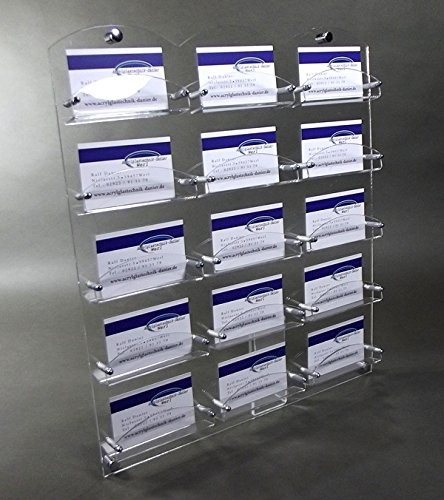 Acrylglastechnik Danier Visitenkarten Halter Ständer 15 Fächer für die Wandmontage,Acrylglas