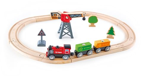 Hape Eisenbahnwelt Frachtlieferung-Eisenbahn, Kreis, 19 Teile aus Holz, ab 3 Jahren