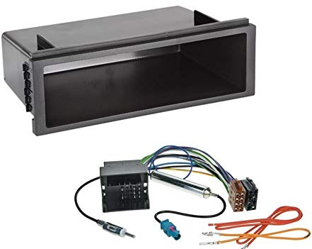 1 Din Radio Einbauset Blende Radioanschlusskabel Antennenadapter für VW Polo 9N bis 2009 mit Quadlock