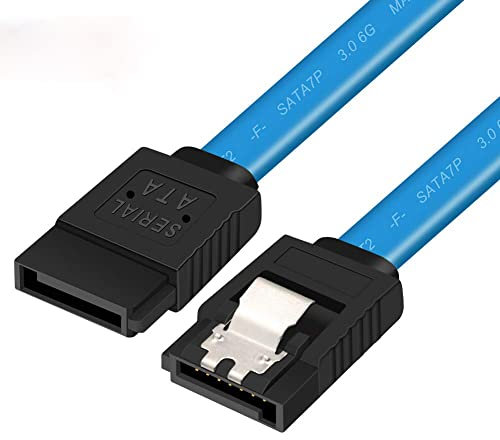Yeung Qee SATA Cables III, 6 Gbps Straight Data Cable with Locking Latch, 18 Inch, Compatible SATA HDD, SSD, CD Drive, CD Writer (Blue)