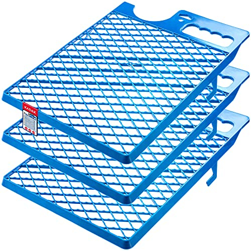 KADAX Paint Grid 39 x 28 cm, Reusable Scraper Grid for Paint Bucket and Paint Rollers, Wipe-Off Grid for Removing Excess Paint (Blue, Set of 3)