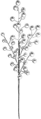 MISNODE Künstliche Silberbeerenstiele, 50 cm, Weihnachts-Stechpalmen-Beeren-Zweige, glitzernde Beeren, künstliche Blumenspieße für Urlaub, Heimdekoration und Bastelarbeiten, 6 Stück