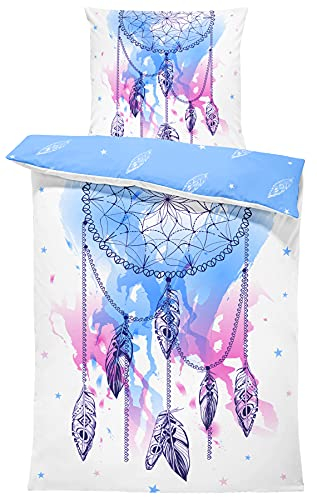 Traumfänger Bettwäsche 135x200 cm Dream Catcher Federn Bohemian Wende Microfaser