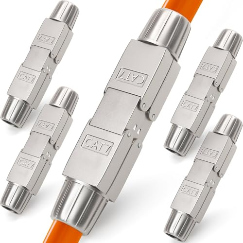 HB-DIGITAL 5x CAT 7 Netzwerkkabel Verbinder LSA werkzeugloser | CAT 7 STP, feldkonfektionierbare Kupplung, Adapter Verlängerung, für LAN Verlegekabel, Ethernet Installationskabel