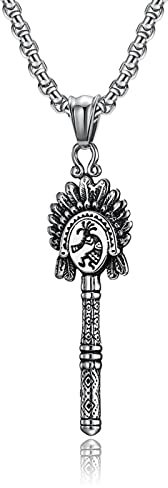 Skcess Herrenkette, Halskette Mann Silber Indische Puppe Edelstahl Kette Herren anhänger Halskette Länge 60cm Liebesgeschenke für Männer