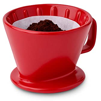 Tchibo Handaufguss, Filtergröße 2, Kaffeefilter, Handfilter, Spülmaschinengeeignet, Keramik, Rot