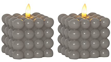 Bubble Kerze 2er Set | LED Kerzen mit Flackernder Flamme und Timerfunktion | Elektrische Kerzen mit Batterie