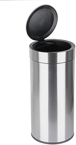 Ribelli Pattumiera in acciaio inox, con sensore, apertura e chiusura automatica, secchio interno per sacchetti della spazzatura, coperchio rimovibile, con indicatore LED, grigio opaco