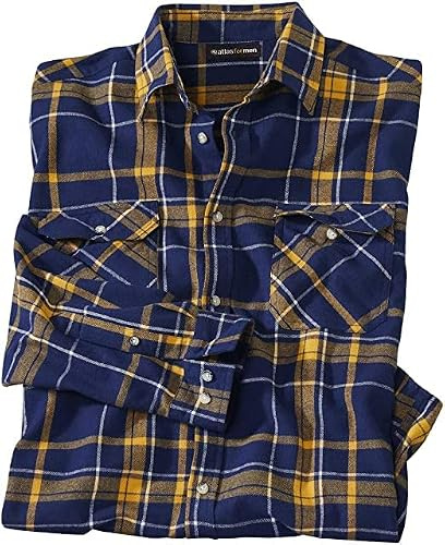 ATLAS FOR MEN - Camicia a quadri in flanella, manica lunga, disponibile in taglie forti, dalla M alla 5XL, XXXXXL