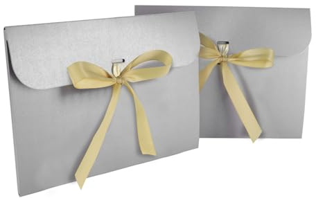 XINCHI Umschläge 10 Stück Briefumschlag Groß Geschenkumschläge mit Schleife | Geschenkverpackung Schal Geschenkkarton Seidenband Geschenkkarte Hochzeit Geschenktasche Valentinstag Papiertüte Geburtstag