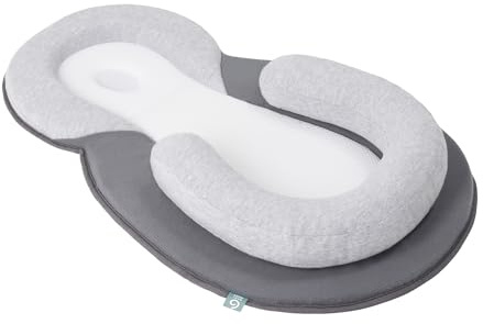 Babymoov SoCosy Baby Lounger for Newborn, Infant Support Cushion, Adjustable Leg Roll, Breathable Cotton, Grey