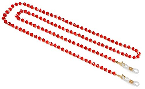 Brillenkette Brillenband Bunte Perlen Brillenband Face Lanyard Anti-Rutsch Damen Halskette Für Brillen Brillenketten Rot