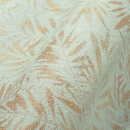 Livingwalls Travel Styles - Carta da parati in tessuto non tessuto, motivo piante in turchese e oro, elegante carta da parati da parete per diversi ambienti, 10,05 m x 0,53 m