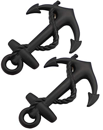 2 x Anker-Emblem, Chrom-Metall-Aufkleber, Emblem, Auto-Aufkleber für Logo aller Modelle (schwarz)