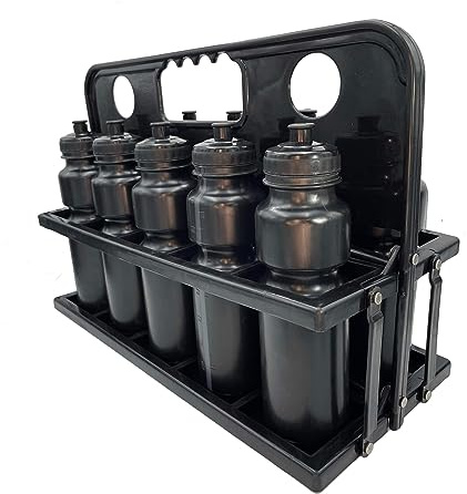 RHINOS sports Trinkflaschen 10er Set 750 ml mit Halter | schwarz