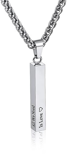 INBLUE Personalisierte Bar Halskette, 18 Karat Vergoldeter, Individuell Gravierbarer Rechteckiger Anhänger aus Edelstahl, Charm-Geschenk für Brautjungfern