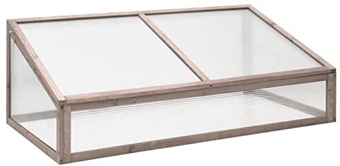 Tidyard Serre, serre d'extérieur, serre pour plantes, légumes, herbes et fleurs, mini serre de jardin en bois, boîte de plantes, pépinière, protection des plantes, 2 toits, gris 110 x 58,5 x 39 cm