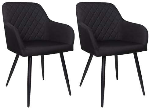 ALBATROS Esszimmerstuhl SILA – 2er Set Polsterstühle mit Armlehnen, Stoff-Bezug, Schwarz | Küchen- & Esszimmerstühle für Küche, Wohnzimmer & Esszimmer | Esstisch Stühle