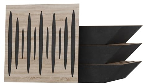 4er-Pack – Akustik-Eck-Bassfalle | 50x50x10cm | Akustikbehandlung für Aufnahmestudios | Schalldämmung - Absorption - Diffusion - Reflexion | Farbe: [x4 PULSE-100mm | Sonoma]