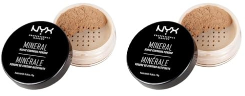 NYX Professional Makeup Mineral Finishing Powder, Loose Format, Matte Finish, Oil Absorbing, Vegan Formula, Shade: Medium/Dark (Pack of 2)