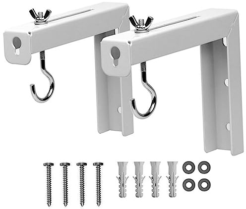 2pcs Ceiling Mount Hooks for Projector Screen Metal White | Stable Support, Easy Installation, Classrooms and Home Use, Wall Mount Bracket for Hanging Screen
