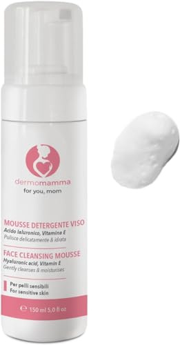 DERMOMAMMA Gesichtsreinigungsmousse vegan & umweltfreundlich mit Hyaluronsäure, Vitamin C, Malvenwasser bio, pflanzlichen Tensiden, sanft reinigend, schwangerschaftsgeeignet, 150 ml