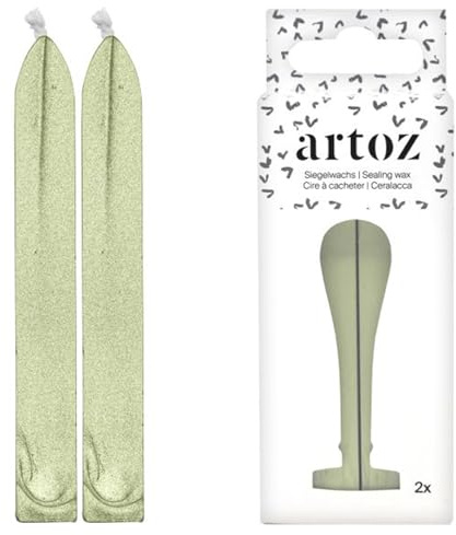 Artoz Siegelwachs, 2 Stück, Farbe: Hellgrün - Siegelwachs mit Docht