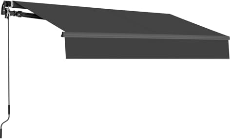 HOMEDEMO Gelenkarmmarkise Markise mit Handkurbel, 400x250cm, Anthrazit, Sonnenmarkise Terrassenmarkise Winkel Einstellung(5-60°), Balkon Markisen mit Wasserdichter Beschichtung inkl. Wandhalterung