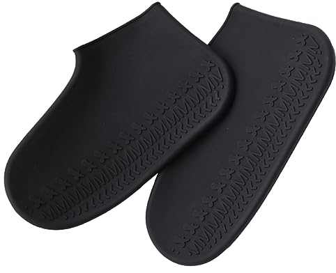 GOOHOCHY rutschfeste Silikon Überschuhe Unisex Regenschuhüberzüge Schwarzm Wasserfest Schuhschutz Für Outdoor Spaziergänge