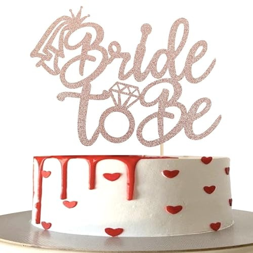 SYKYCTCY 1 Pack Bride to Be Cake Topper with Glitter Ring Bridal Shower Cake Pick Decorations for Wedding Engagement Theme Bachelorette Party Supplies Rose Gold