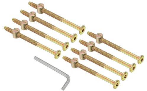 PATIKIL Tornillos Para Litera M6 X 90mm, Juego De 8 Piezas Con Hexágono Interno Y Tuercas Incluye 1 Llave Hexagonal Para Muebles Y Camas, Color Zinc
