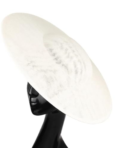 NihaoWXM 40 cm runder Fascinator Sockel Imitation Sinamay Hut Millinery Braut Hochzeit Haar Accessoire DIY Party Kopfbedeckung Damen Fascinator Hut(Beige)