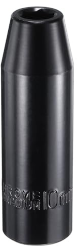 sourcing map 1/2 Drive 6 Point Socket 10mm Metric Deep Impact Socket Chrome Vanadium Alloy Steel Square Drive 6-Point Sockets Mechanic Hand Tool for Pneumatic Wrench, Black Glossy