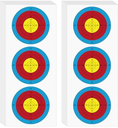 Fiita Bogenschießen Zielpapier 60x25cm, 20 Stück, 3 Punkte, Schwarz, Bogensport Scheibenauflage