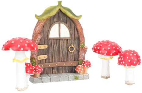 FONDOTIN Mini Garten Dekoration Pilz Und Tür Luminous Ornamente Wetterfeste Mini Szene Modelle Outdoor Feen Gartenkunst Für Terrasse