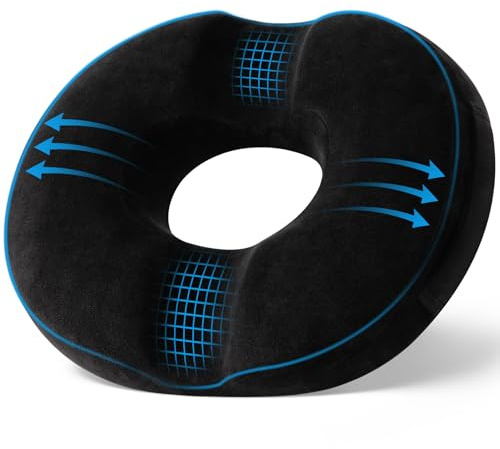 Ergonomisches Sitzkissen Hämorrhoiden Sitzkissen Orthopädisch Sitzring steißbein entlastung Memory Foam Steißbeinkissen Donut-Kissen, Hämorrhoidenkissen für Bürostühle, Rollstuhl, Auto, Flugzeug