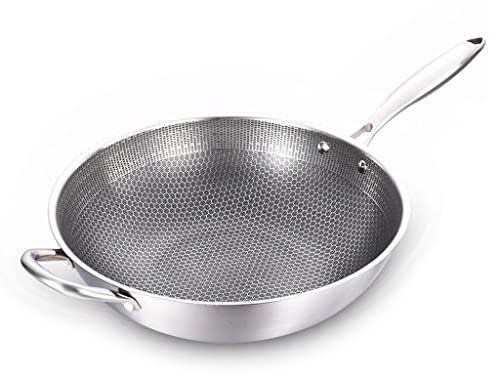 WOTZOV Rivestimento Antiaderente Forniture da Cucina Wok Cucina Ristorante Casa Wok Padella Pentole da Cucina,D 34cm
