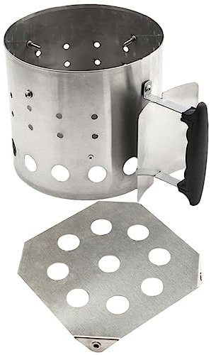 ibasenice 1 Set Portatile per Esterni con Ciminiera Accensione Carbonella Inossidabile Accessori per Barbecue