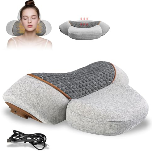 Masseur Cervical, Prime Physio Masseur Cervical, Masseur Dos et Cervicales Avec Traction, Massage et Chaleur, Masseur D'éPaules pour Soulager Les Douleurs des Tissus Profonds (Gris Clair)