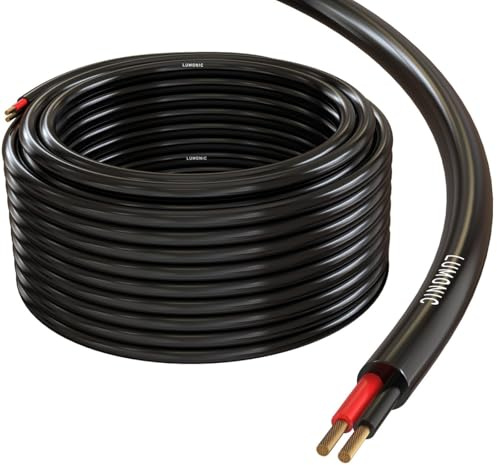 Lumonic Lautsprecherkabel 10m Schwarz | 2x 0,75mm² CCA | HiFi Boxenkabel | Audio Rundkabel | Profi PA Installations- Audio- Rundkabel