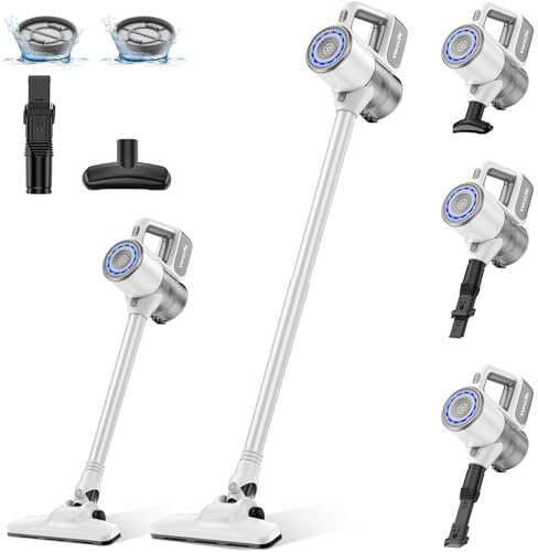 VersLife Aspiradora sin Cable S6PRO,30kPa Aspirador Escoba sin Cable Potente,Diseño Sin Enredos,Filtración HEPA de 6 Etapas,Herramientas Multifuncionales,Aspirador Inalámbrico para Mascotas y Suelos