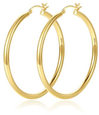 RANKEEF Grandes Creole Or Femme, CréOles Placage Or 14 Carats, HypoallergéNiques, Boucle D'Oreille Femme Légères Créoles Grandes