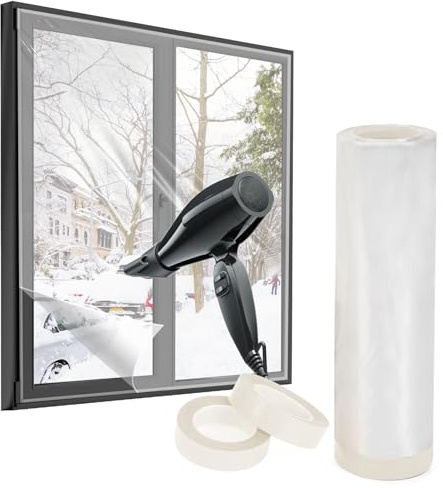 fowong Thermal Window Film - New & Upgraded 1.4m x 10m Clear Insulation Film for Windows, Glass Doors & Conservatories | Heat Control, Energy Saving, Secondary Glazing