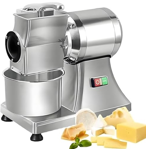 HuanEssentric 550W Rallador Queso Eléctrico,Ralladora Queso Comercial,Trituradora Salvado Pan,Molinillo Mantequilla Rotatorio Eléctrico 88 LB/H con Cubo Acero Inoxidable for Rallar Queso