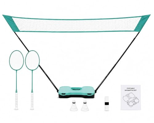 IRIX SPORTS Portable Pop Up Badminton Game Set with Net for Indoor & Outdoor Sports, Lawn, Garden & Beach, Includes Rackets, Shuttlecocks, Net & Carry Case, Easy Setup for Kids & Adults