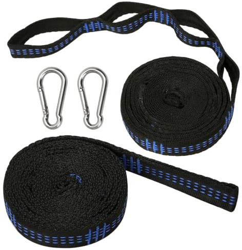 Juyibaao 2er Pack Hängematte Befestigung 3 m x 2,5 cm – Hängematten Aufhängung Gurte mit 18 Schlaufen, Baumgurte mit 2 Karabinern für Camping Outdoor