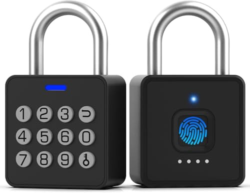Foxlock Elektronisches Vorhängeschloss mit Fingerabdruck & PIN, IP65 Wasserdichtes Smart Bluetooth Schloss mit App, USB-C Aufladung, Robust für Gartentor, Garage, Spind