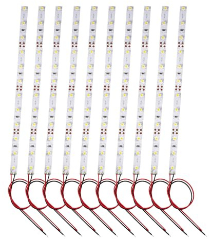 HAXIHA 12-LED Hausbeleuchtung Modellbau Led Beleuchtung 12-18V LED 20cm Streifen Warmweiss mit Kabel 15cm 2835 Modelleisenbahn Beleuchtung 10 Stücke