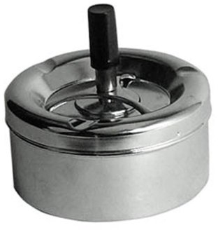 Premier Housewares 0305203 Cendrier Poussoir Médium Effet Chrome et Poignée Noir